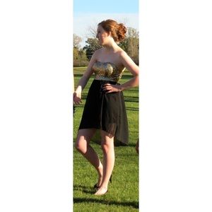 Gold & Black Sequin Hi Lo Dress
